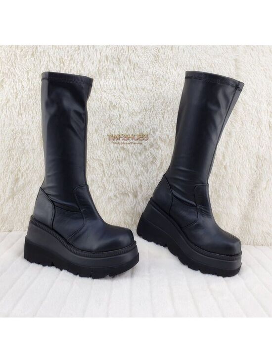 Demonia Shoes - Goth Rave Platform Knee Boot Stretch Shaker 65